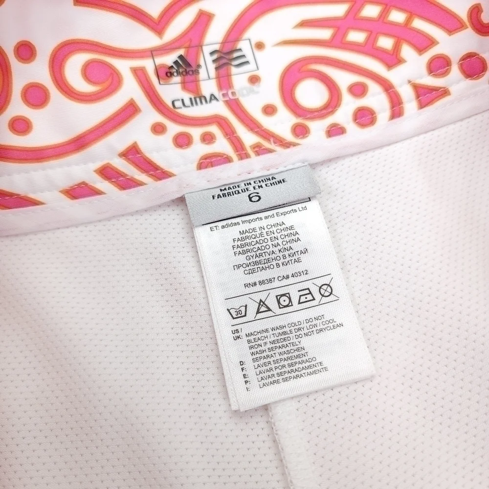 New Adidas ClimaCool Orange Pink White Patterned Golf Tennis Skort Sz 6